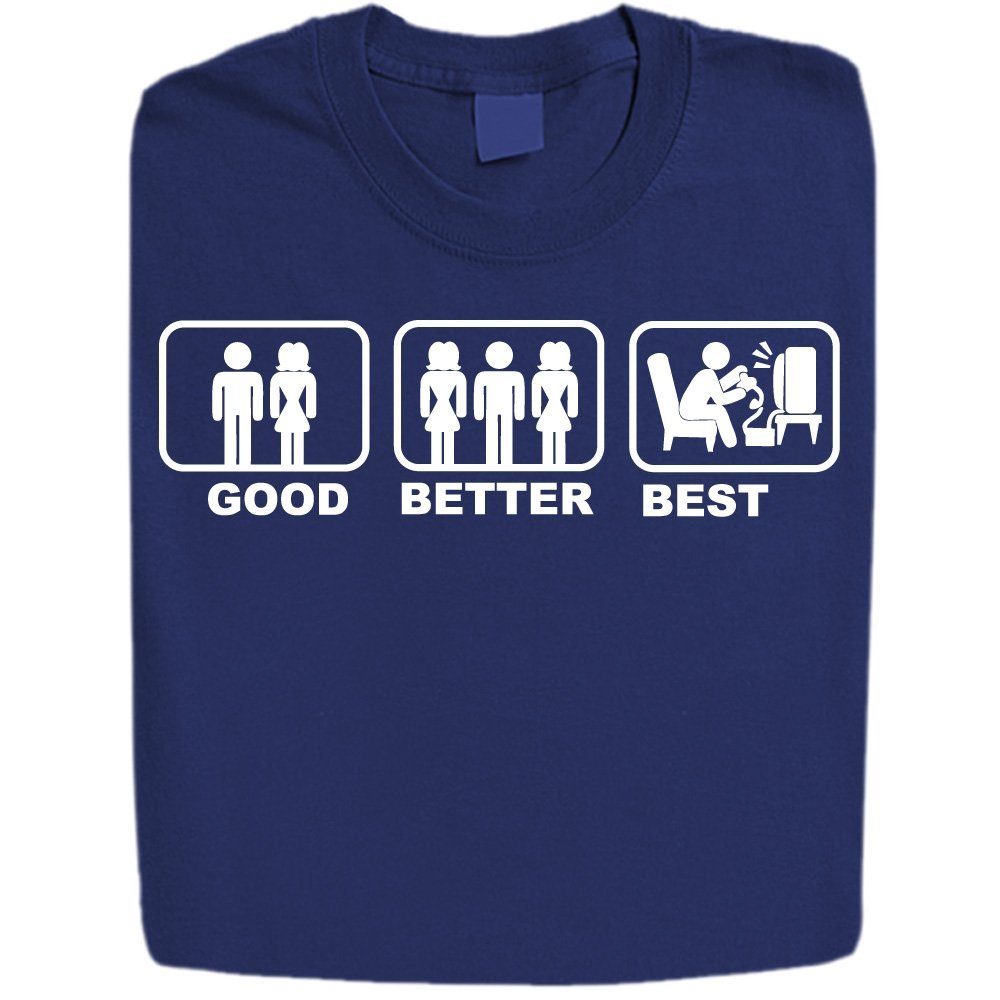 Naughty Gift exchange ideas - Stabilitees Funny Printed Good-Better-Best Design Mens T Shirts