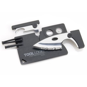 Tool Logic CC1SB Credit Card Companion with 2-Inch Serrated Knife, Translucent Black
