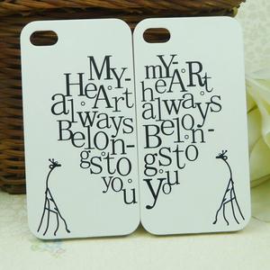 2 Pieces Heart & Giraffe Couple Hard Lovers My Heart Always Belongs To You iPhone Case cover