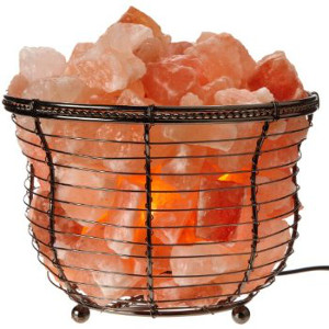 WBM 1301B Natural Himalayan Basket Salt Lamp with Bulb and Dimmer Switch